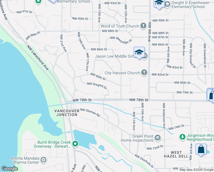 map of restaurants, bars, coffee shops, grocery stores, and more near 1506 Northwest Gregory Drive in Vancouver