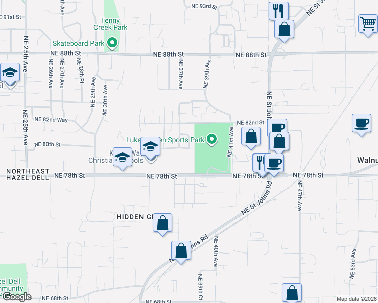 map of restaurants, bars, coffee shops, grocery stores, and more near 3715 Northeast 80th Street in Vancouver