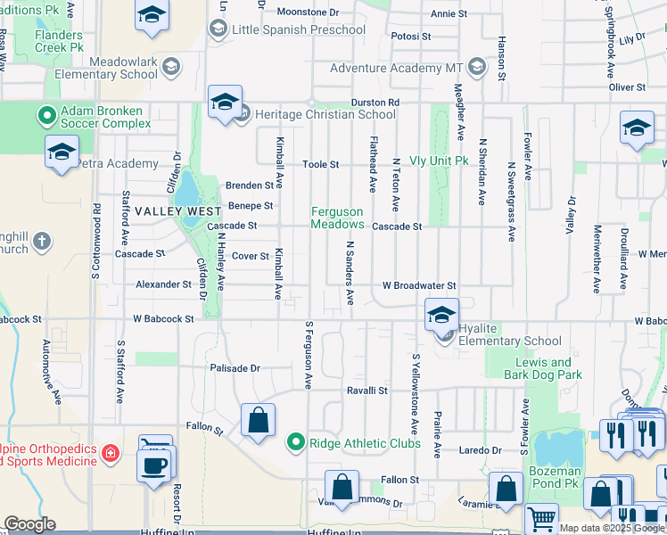 map of restaurants, bars, coffee shops, grocery stores, and more near 14 Mineral Avenue in Bozeman