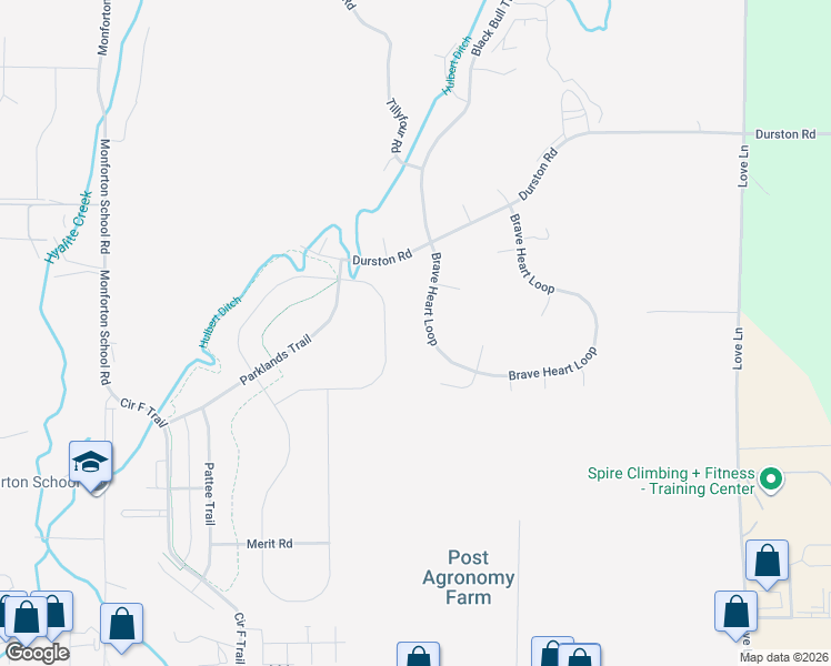 map of restaurants, bars, coffee shops, grocery stores, and more near Brave Heart Loop in Bozeman
