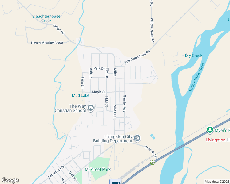 map of restaurants, bars, coffee shops, grocery stores, and more near 400 Miles Lane in Livingston