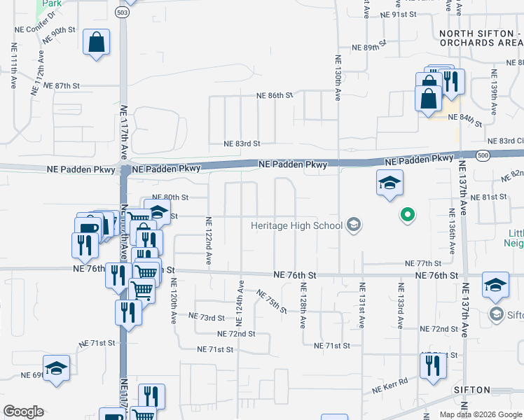 map of restaurants, bars, coffee shops, grocery stores, and more near in Orchards