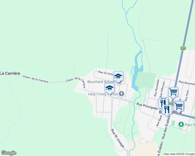 map of restaurants, bars, coffee shops, grocery stores, and more near 425 Rue Saint Paul in Brownsburg-Chatham