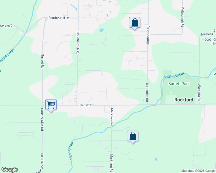 map of restaurants, bars, coffee shops, grocery stores, and more near 1385 Rockford Road in Hood River
