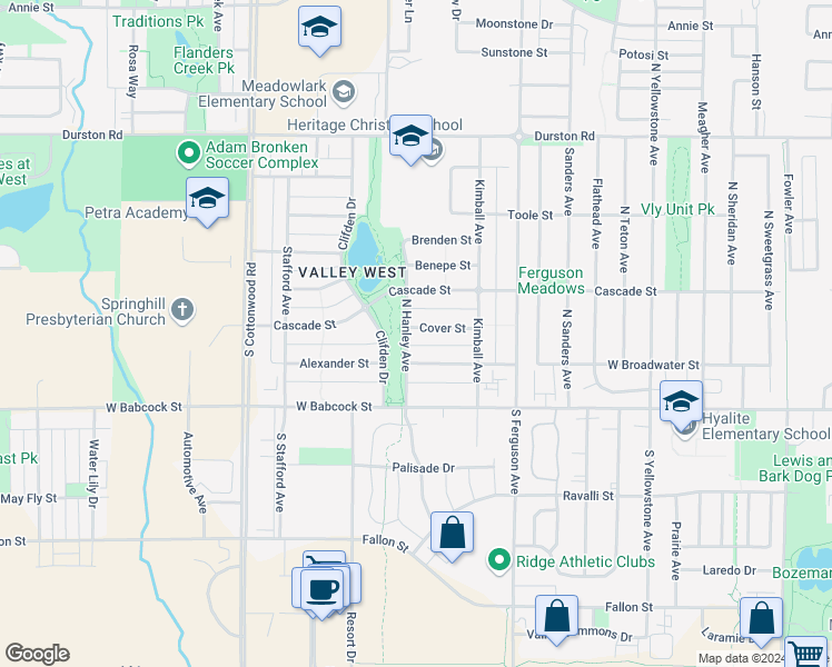 map of restaurants, bars, coffee shops, grocery stores, and more near 156 North Hanley Avenue in Bozeman