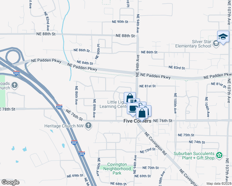 map of restaurants, bars, coffee shops, grocery stores, and more near 8019 Northeast 91st Avenue in Vancouver