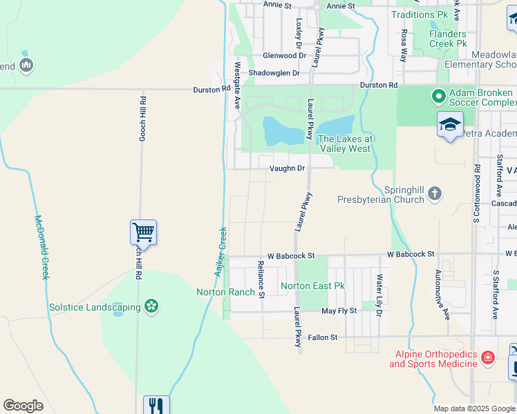 map of restaurants, bars, coffee shops, grocery stores, and more near Westgate Avenue in Bozeman