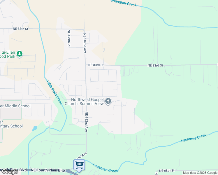 map of restaurants, bars, coffee shops, grocery stores, and more near 18503 NE 81st St in Vancouver