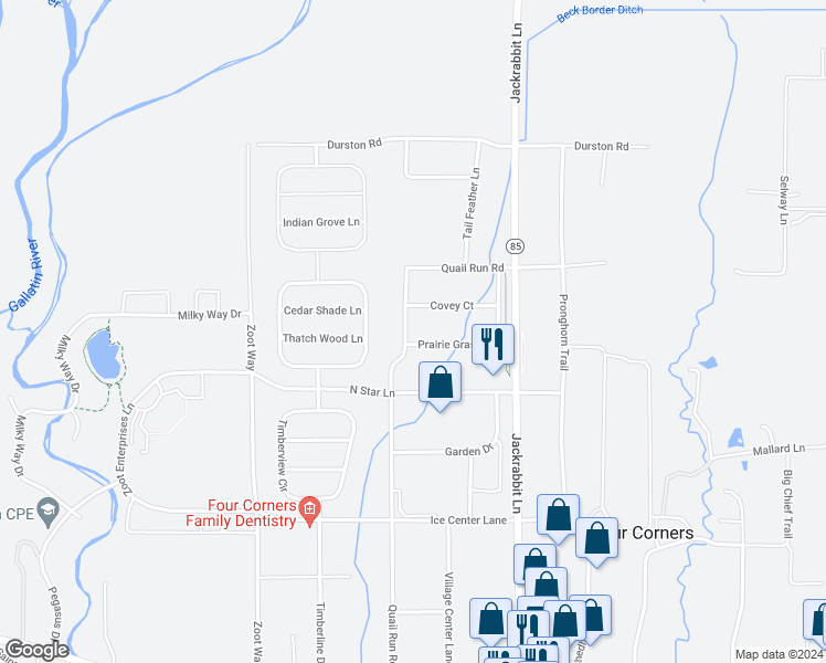 map of restaurants, bars, coffee shops, grocery stores, and more near 17 Prairie Grass Court in Bozeman