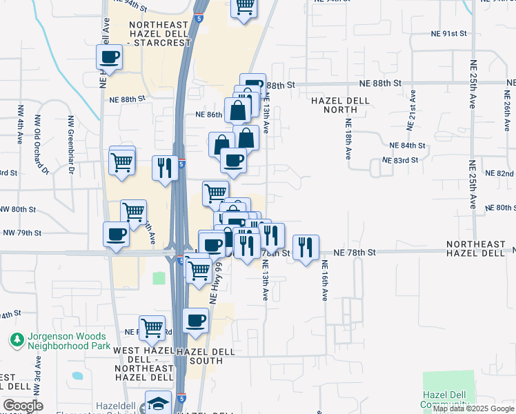 map of restaurants, bars, coffee shops, grocery stores, and more near 8014 Northeast 13th Avenue in Vancouver