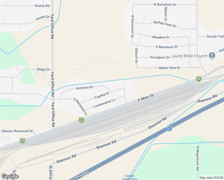 map of restaurants, bars, coffee shops, grocery stores, and more near 1106 Locomotive Circle in Laurel