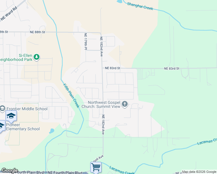 map of restaurants, bars, coffee shops, grocery stores, and more near 18209 NE 81st St in Vancouver