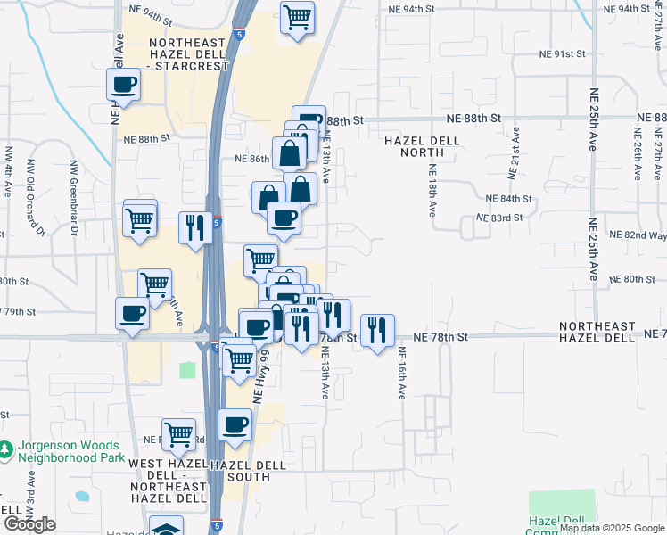 map of restaurants, bars, coffee shops, grocery stores, and more near 8014 Northeast 13th Avenue in Vancouver