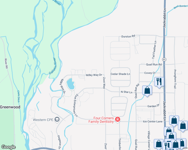 map of restaurants, bars, coffee shops, grocery stores, and more near 26 Halo Drive in Bozeman