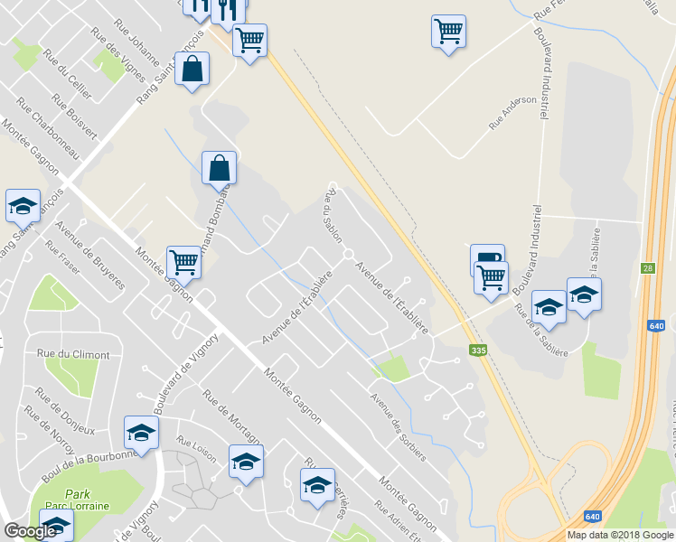map of restaurants, bars, coffee shops, grocery stores, and more near 798 Avenue de l'Érablière in Bois-des-Filion