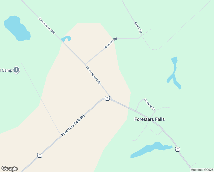 map of restaurants, bars, coffee shops, grocery stores, and more near 32 Government Road in Foresters Falls