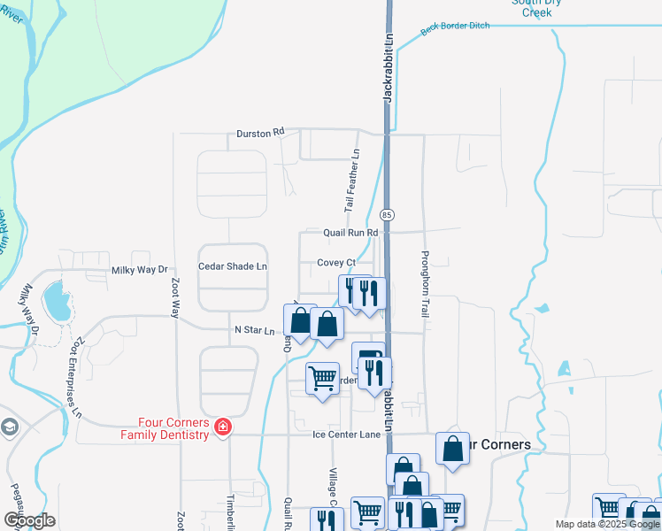 map of restaurants, bars, coffee shops, grocery stores, and more near 104 Covey Court in Bozeman