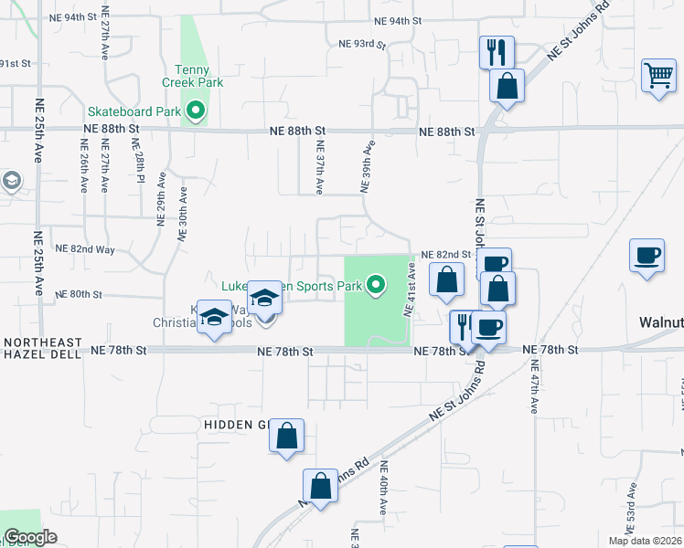 map of restaurants, bars, coffee shops, grocery stores, and more near 8022 Northeast 38th Avenue in Vancouver