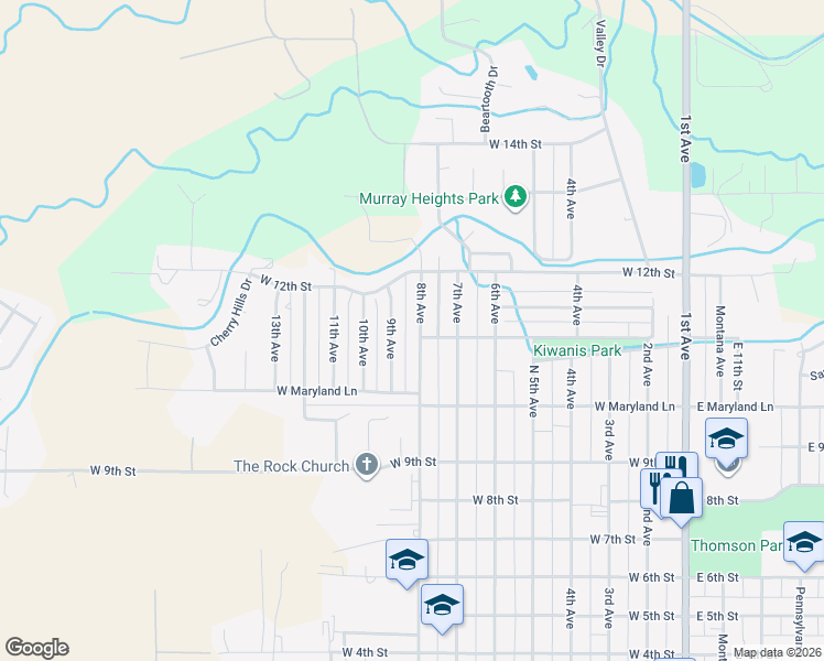 map of restaurants, bars, coffee shops, grocery stores, and more near 719 West 11th Street in Laurel