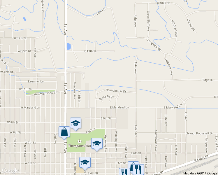 map of restaurants, bars, coffee shops, grocery stores, and more near 503 Roundhouse Drive in Laurel