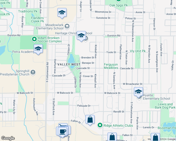 map of restaurants, bars, coffee shops, grocery stores, and more near 4237D Cover Street in Bozeman