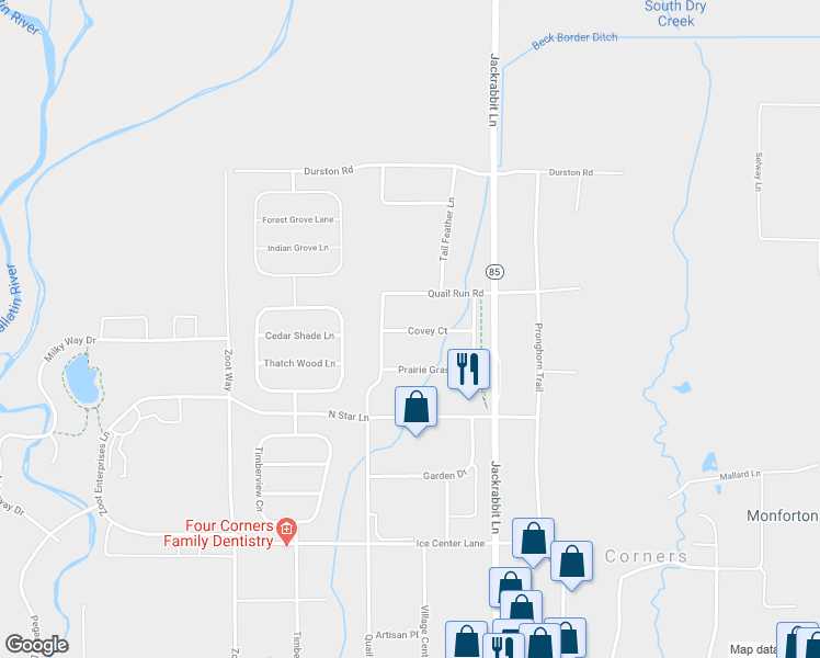 map of restaurants, bars, coffee shops, grocery stores, and more near 104 Covey Court in Bozeman