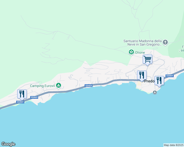 map of restaurants, bars, coffee shops, grocery stores, and more near 16 Via Campitino in Predore