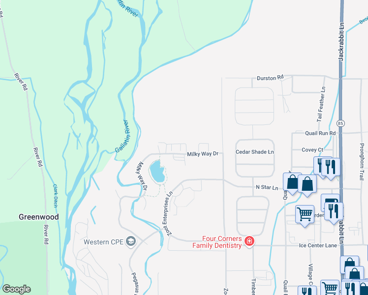 map of restaurants, bars, coffee shops, grocery stores, and more near 1 Voyager Lane in Bozeman