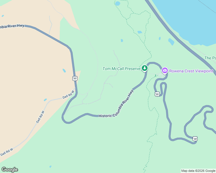 map of restaurants, bars, coffee shops, grocery stores, and more near 1072 Canyon Way in The Dalles