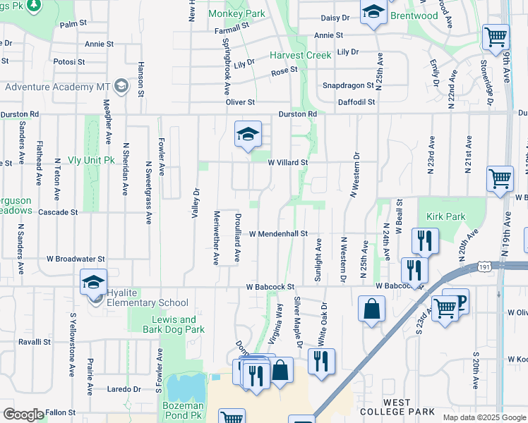 map of restaurants, bars, coffee shops, grocery stores, and more near 122 Michael Grove Avenue in Bozeman