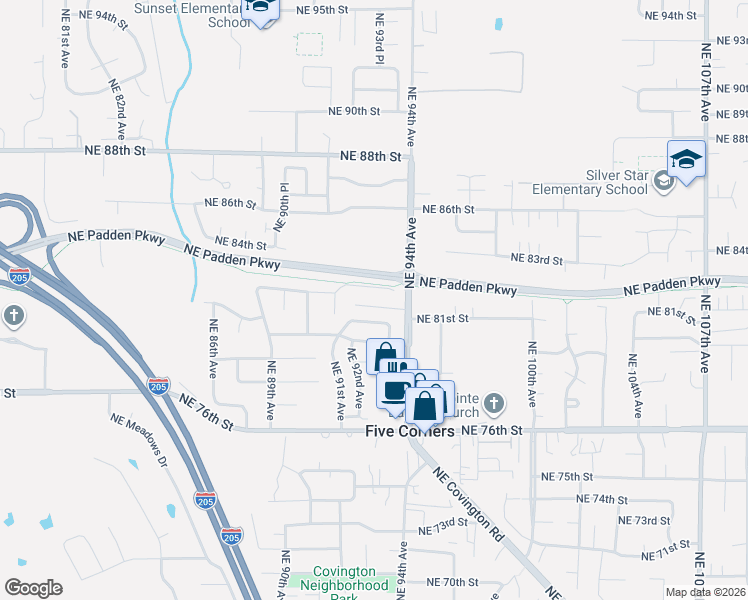 map of restaurants, bars, coffee shops, grocery stores, and more near 9313 Northeast 82nd Circle in Vancouver