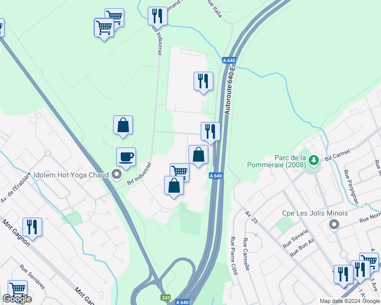 map of restaurants, bars, coffee shops, grocery stores, and more near 622 Rue de la Sablière in Bois-des-Filion