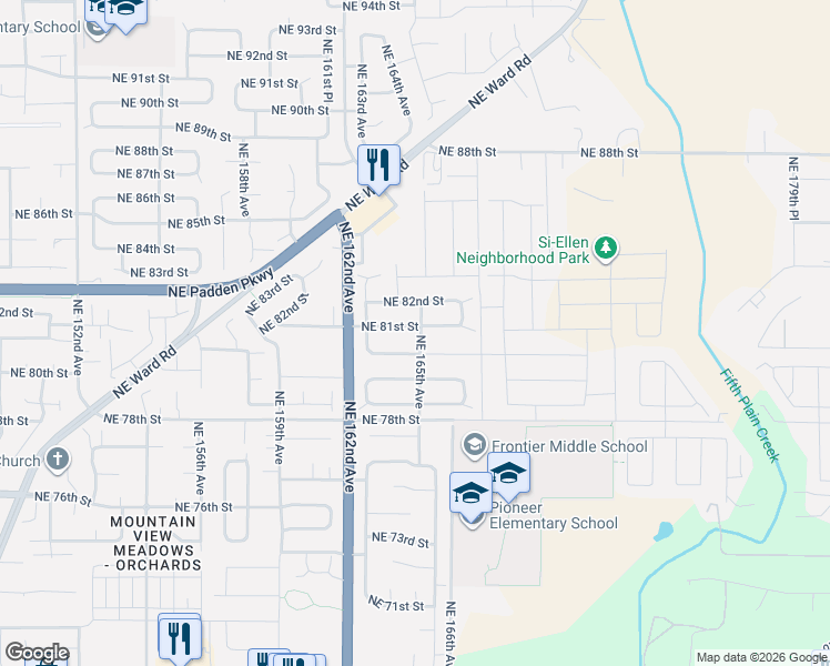 map of restaurants, bars, coffee shops, grocery stores, and more near 16409 Northeast 80th Street in Vancouver