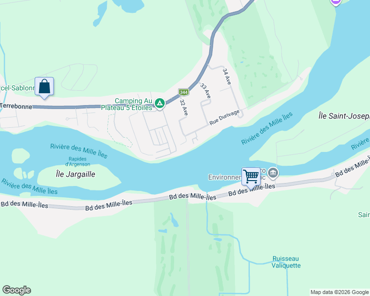 map of restaurants, bars, coffee shops, grocery stores, and more near 1800 Terrasse Hamel in Terrebonne