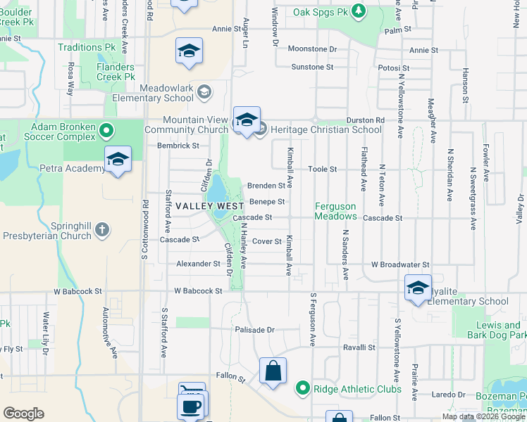 map of restaurants, bars, coffee shops, grocery stores, and more near 4267 Cascade Street in Bozeman