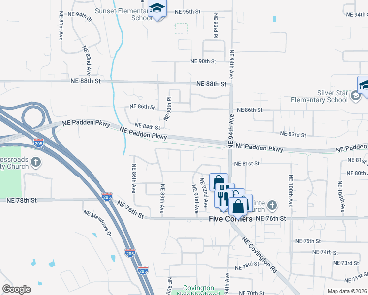 map of restaurants, bars, coffee shops, grocery stores, and more near 9014 Northeast 82nd Street in Vancouver