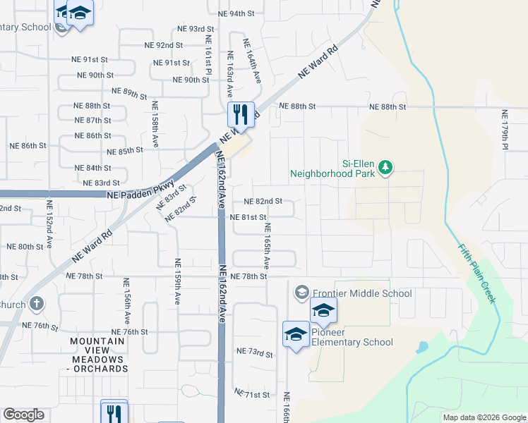 map of restaurants, bars, coffee shops, grocery stores, and more near 16409 Northeast 82nd Street in Vancouver