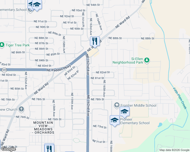 map of restaurants, bars, coffee shops, grocery stores, and more near 16305 Northeast 82nd Street in Vancouver