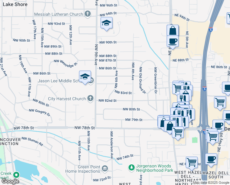 map of restaurants, bars, coffee shops, grocery stores, and more near 8304 Northwest 6th Avenue in Vancouver