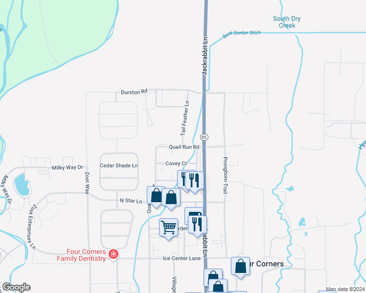 map of restaurants, bars, coffee shops, grocery stores, and more near 884 Quail Run Road in Bozeman