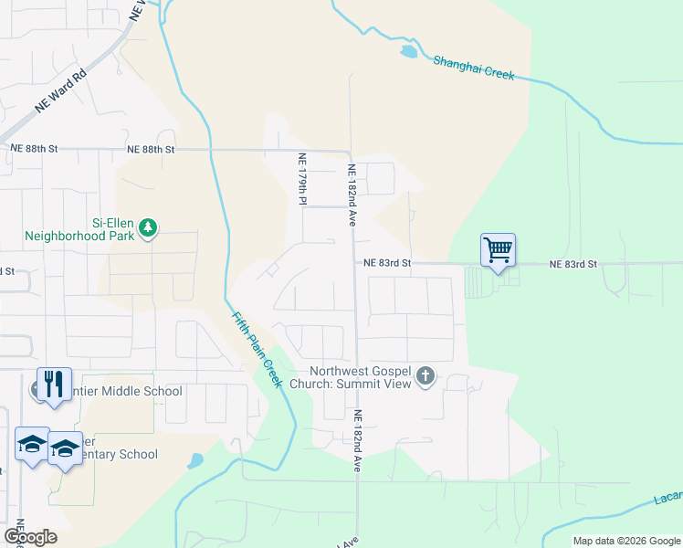 map of restaurants, bars, coffee shops, grocery stores, and more near 8207 Northeast 181st Court in Vancouver