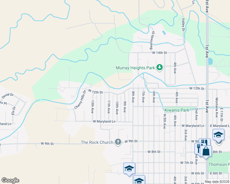 map of restaurants, bars, coffee shops, grocery stores, and more near 1003 West 12th Street in Laurel