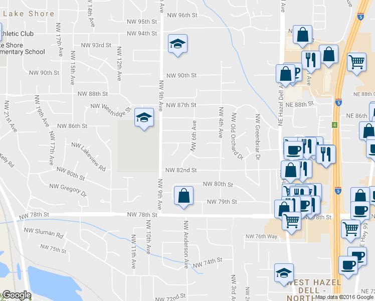 map of restaurants, bars, coffee shops, grocery stores, and more near 8304 Northwest 6th Avenue in Vancouver