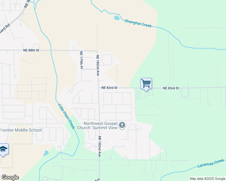 map of restaurants, bars, coffee shops, grocery stores, and more near 18302 NE 82nd St in Vancouver