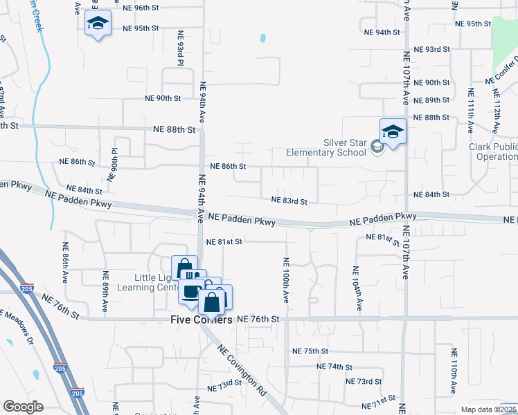 map of restaurants, bars, coffee shops, grocery stores, and more near 9719 Northeast 83rd Circle in Vancouver