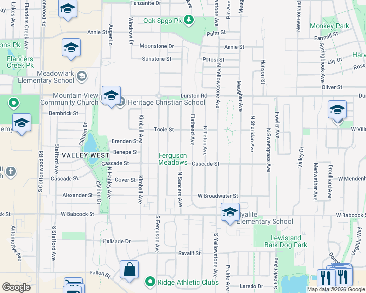 map of restaurants, bars, coffee shops, grocery stores, and more near 308 Sanders Avenue in Bozeman