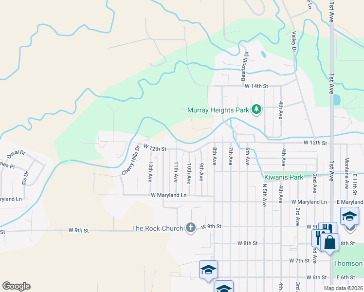 map of restaurants, bars, coffee shops, grocery stores, and more near 1003 West 12th Street in Laurel