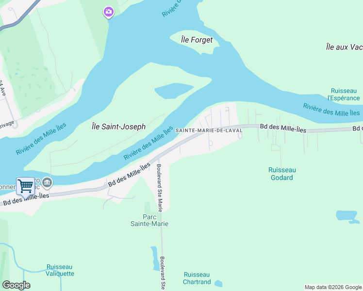 map of restaurants, bars, coffee shops, grocery stores, and more near 1 Rue Dumontier in Laval