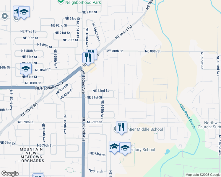 map of restaurants, bars, coffee shops, grocery stores, and more near 16519 Northeast 82nd Street in Vancouver