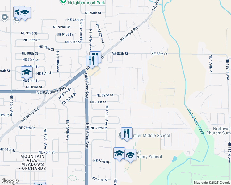 map of restaurants, bars, coffee shops, grocery stores, and more near 16519 Northeast 82nd Street in Vancouver